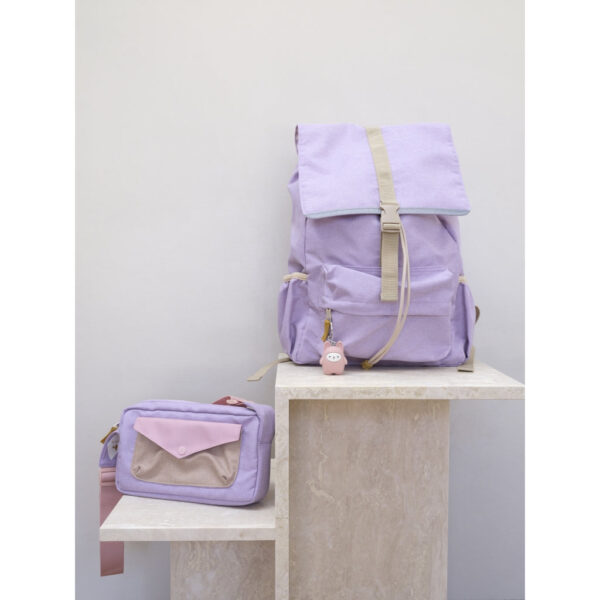 Bolso en tonos rosados y lilas, de bandolera, marca Fabelab